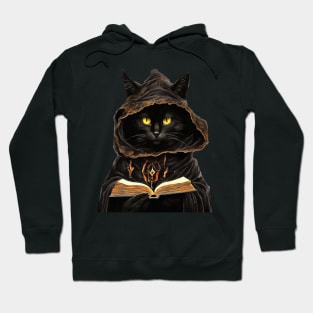 Halloween Cat Reading Preys Anatomy Spell List Hoodie